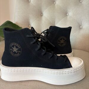 Black suede Modern Lift Platform Converse